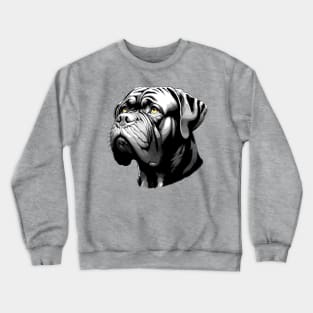 Stunning and Cool Dogue de Bordeaux Monochrome and Gold Portrait for Father's Day Crewneck Sweatshirt